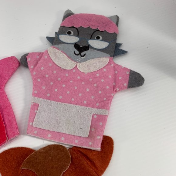 Lot of 5 Felt Hand Puppets Pig Red Riding Hood Dog Grandmother Cow 8.75" X 7.75" - Picture 4 of 11